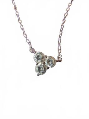 Sterling Silver Necklace with Triple Clear Crystal Pendant
